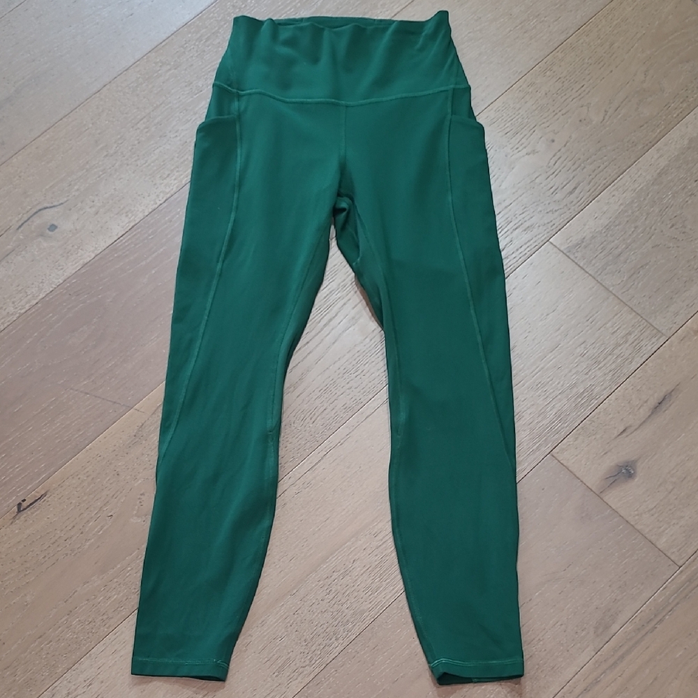 EUC Lululemon Align High Rise Pant w/Pockets 25" Women's sz 6 Green Activewear